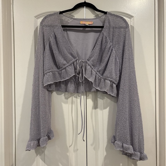 Belle sleeve lavender top with drawstring waist from Urban Outfitters - Picture 1 of 4